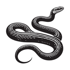 Tiny Garter Snake silhouette, with intricate patterns and slender body – Garter Snake illustration – Minimalist Garter Snake vector – Snake silhouette

