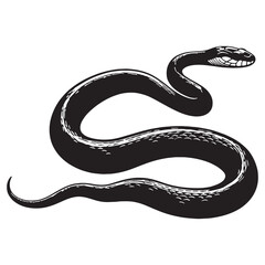 Silent Garter Snake silhouette, creeping through the underbrush – Garter Snake illustration – Minimalist Garter Snake vector – Snake silhouette

