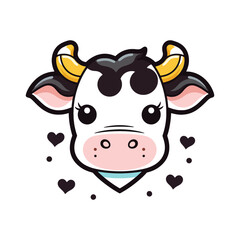 Cute Cartoon Cow with Black and White Markings