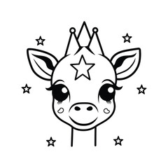 Cute Giraffe Cartoon Illustration With Stars