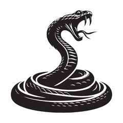 Predatory Viper silhouette, hunting in the dense undergrowth – Viper illustration – Minimalist Viper vector – Snake silhouette

