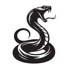 Sinister Viper silhouette, poised to strike in an instant – Viper illustration – Minimalist Viper vector – Snake silhouette

