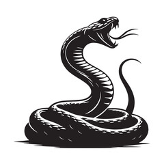 Venomous Viper silhouette, a quick and lethal predator – Viper illustration – Minimalist Viper vector – Snake silhouette

