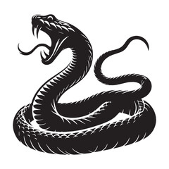 Stealthy Viper silhouette, weaving through its surroundings – Viper illustration – Minimalist Viper vector – Snake silhouette

