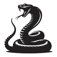 Lurking Viper silhouette, always ready to strike from the shadows – Viper illustration – Minimalist Viper vector – Snake silhouette


