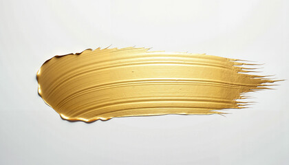 Golden brushstroke on textured white backdrop, artful metallic sheen