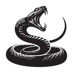 Naklejka premium Fierce Viper silhouette, with a strike that strikes fear – Viper illustration – Minimalist Viper vector – Snake silhouette