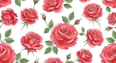Watercolor Roses: A Delicate Floral Pattern AI Generated