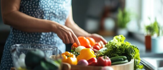 Woman preparing fresh vegetables