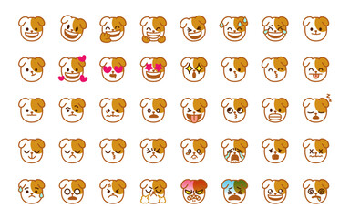 Variety of Cute Dog Emotion Set, Emoji, Vector Pack