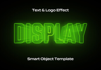 Screen Monitor TV VHS Display Text Logo Style Effect Mockup Logotype Template Shape