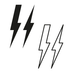Lightning bolt icon. Electric flash symbol. Sharp thunder vector. Energy strike shape.