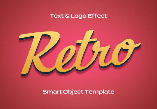 Retro Vintage Old Text Logo Style Effect Mockup Logotype Template Shape