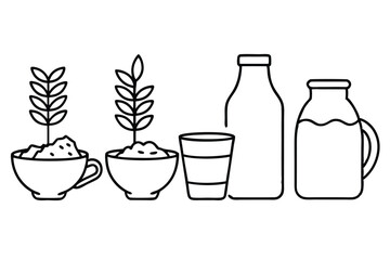 Oat Milk Line Art Simple Sketch for Digital Artwork Creation  