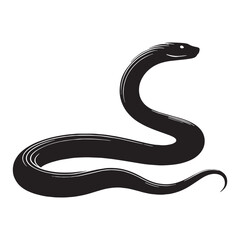 Fototapeta premium Intense Black Mamba silhouette, fast and ferocious in its attack – Black Mamba illustration – Minimalist Black Mamba vector – Snake silhouette
