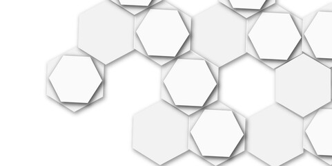 Abstract set of hexagon out line light grey and white hexagon 3d effect pattern with shadow seamless texture background. Use for book, poster, flyer, website vector illustration.