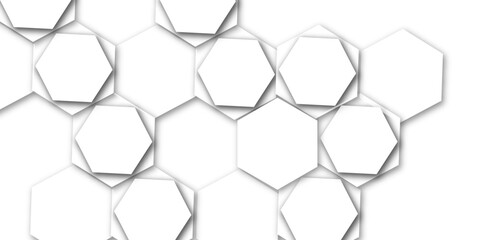 Abstract set of hexagon out line light grey and white hexagon 3d effect pattern with shadow seamless texture background. Use for book, poster, flyer, website vector illustration.