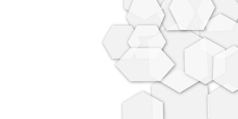 Abstract set of hexagon out line light grey and white hexagon 3d effect pattern with shadow seamless texture background. Use for book, poster, flyer, website vector illustration.