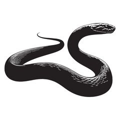 Fierce Black Mamba silhouette, known for its deadly strike – Black Mamba illustration – Minimalist Black Mamba vector – Snake silhouette

