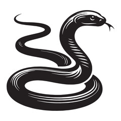 Poisonous Black Mamba silhouette, a symbol of danger and power – Black Mamba illustration – Minimalist Black Mamba vector – Snake silhouette

