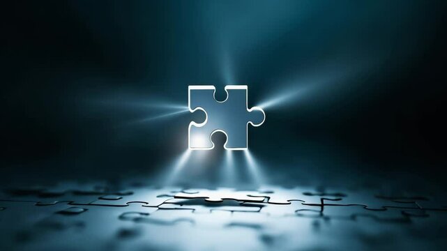 Business solution video concept, digital jigsaw puzzle, Puzzle piece representing the right personnel, Human resources puzzle piece representing the right employee, Business strategy analysis and plan