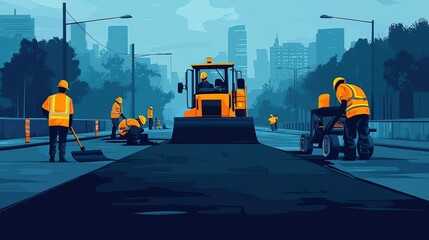 Urban Road Construction: A Cityscape of Progress