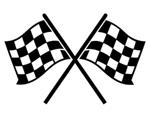 Two Crossed Checkered Flags Silhouette Vector & Racing Symbol SVG