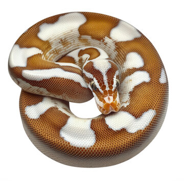 Realistic Ball Python Snake Coiled Transparent Background