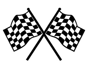 Two Crossed Checkered Flags Silhouette Vector & Racing Symbol SVG