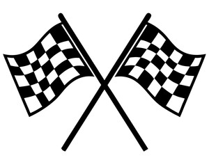 Two Crossed Checkered Flags Silhouette Vector & Racing Symbol SVG