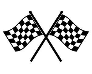 Two Crossed Checkered Flags Silhouette Vector & Racing Symbol SVG