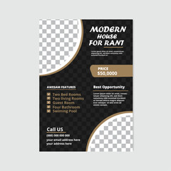  Modern Real Estate Flyer design template. Minimalist design template. 