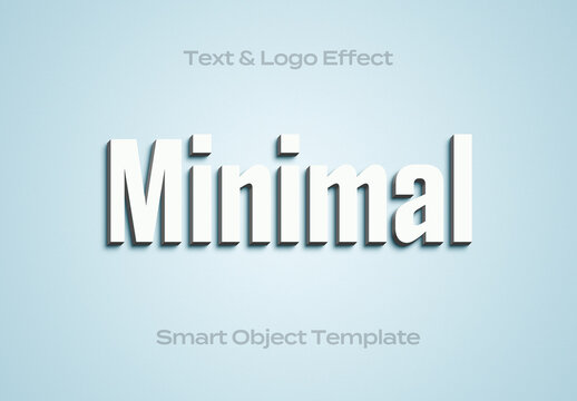 Minimal Clean White 3D Simple Text Logo Style Effect Mockup Logotype Template Shape