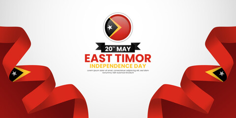 East Timor independence day Waving RIbbon Flag background design with blank space area