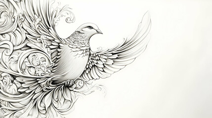 Fototapeta premium dove birds drawing illustration