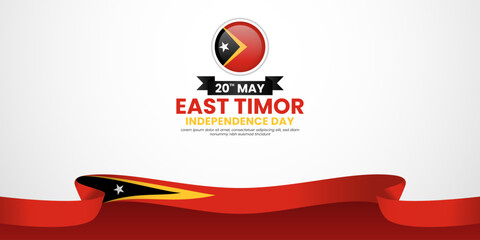 East Timor independence day Waving RIbbon Flag background design with blank space area