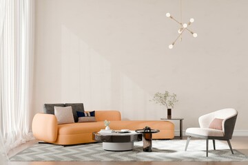 3d render of beautiful interior design, mock with empty frame