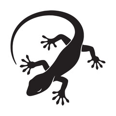 Naklejka premium Stealthy Lizard silhouette, blending into its environment – Lizard illustration – Minimalist Lizard vector – Reptile silhouette