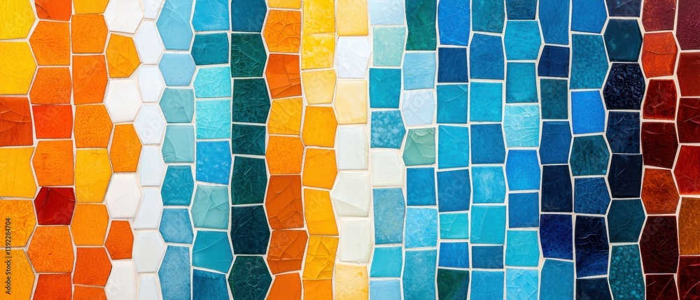 Leinwandbilder Vibrant multicolored mosaic tile pattern background texture ideal for design projects and artistic inspiration.