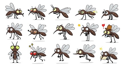 A Mosquitoes Moods Collection The Many Faces Of A Mosquito Mosquito Mayhem A Cartoon Cast Buzzing With Personality Little Bugs Big Expressions AI Generated