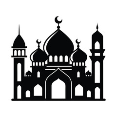Mosque icons of silhouette black shape vector illustration isolated on white background 
