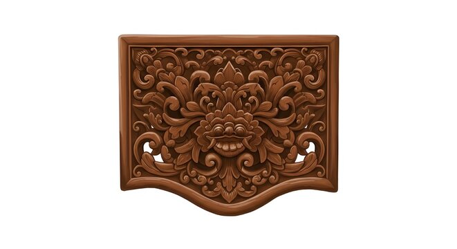 Javanese wooden carving frame with floral ornament