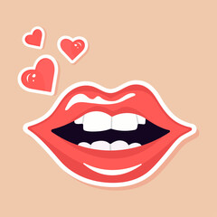 Vector illustration for Kiss Day with red lips, cute hearts, and stylish text. Perfect for Valentine's Day cards, posters, romantic designs, and social media graphics