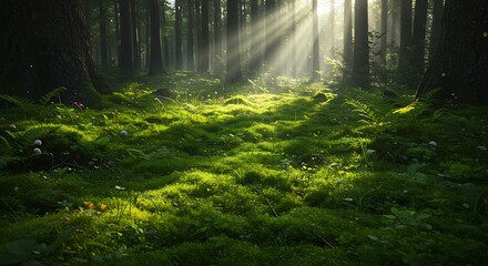 Fototapeta premium Sunlit Stillness AI Generated