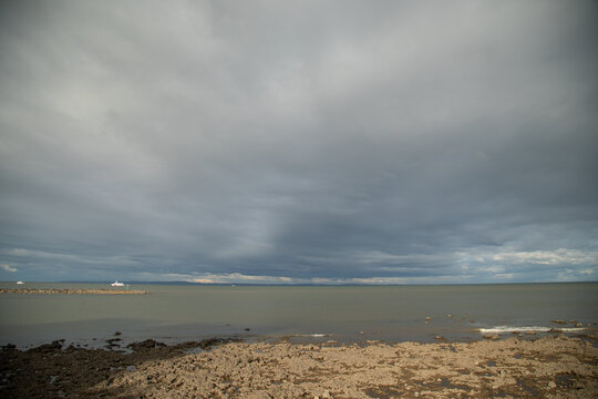 Fishing boats in the bay off Redcliffe in Brisbane's northern suburbs on overcast day