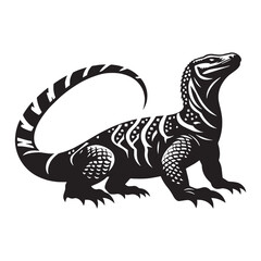 Massive Komodo Dragon silhouette, a symbol of the wilderness – Komodo Dragon illustration – Minimalist Komodo Dragon vector – Lizard silhouette

