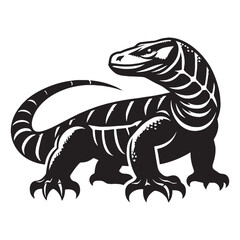 Mighty Komodo Dragon silhouette, the largest living lizard – Komodo Dragon illustration – Minimalist Komodo Dragon vector – Lizard silhouette

