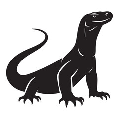 Majestic Komodo Dragon silhouette, with its impressive size and power – Komodo Dragon illustration – Minimalist Komodo Dragon vector – Lizard silhouette

