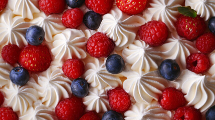 Exquisite Mini Pavlova with Colorful Berries and Whipped Meringue