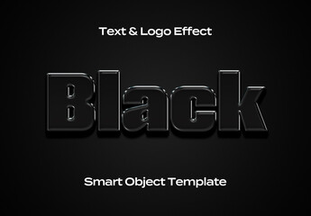 Black 3D Text Logo Style Effect Mockup Logotype Template Shape